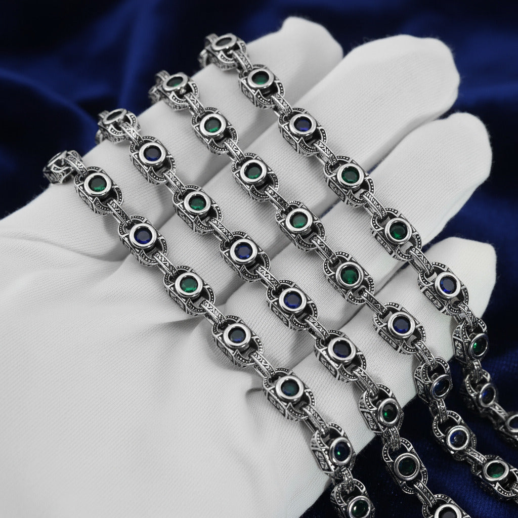 Chrome Hearts Aragogaceous pattern sapphire necklace for couples