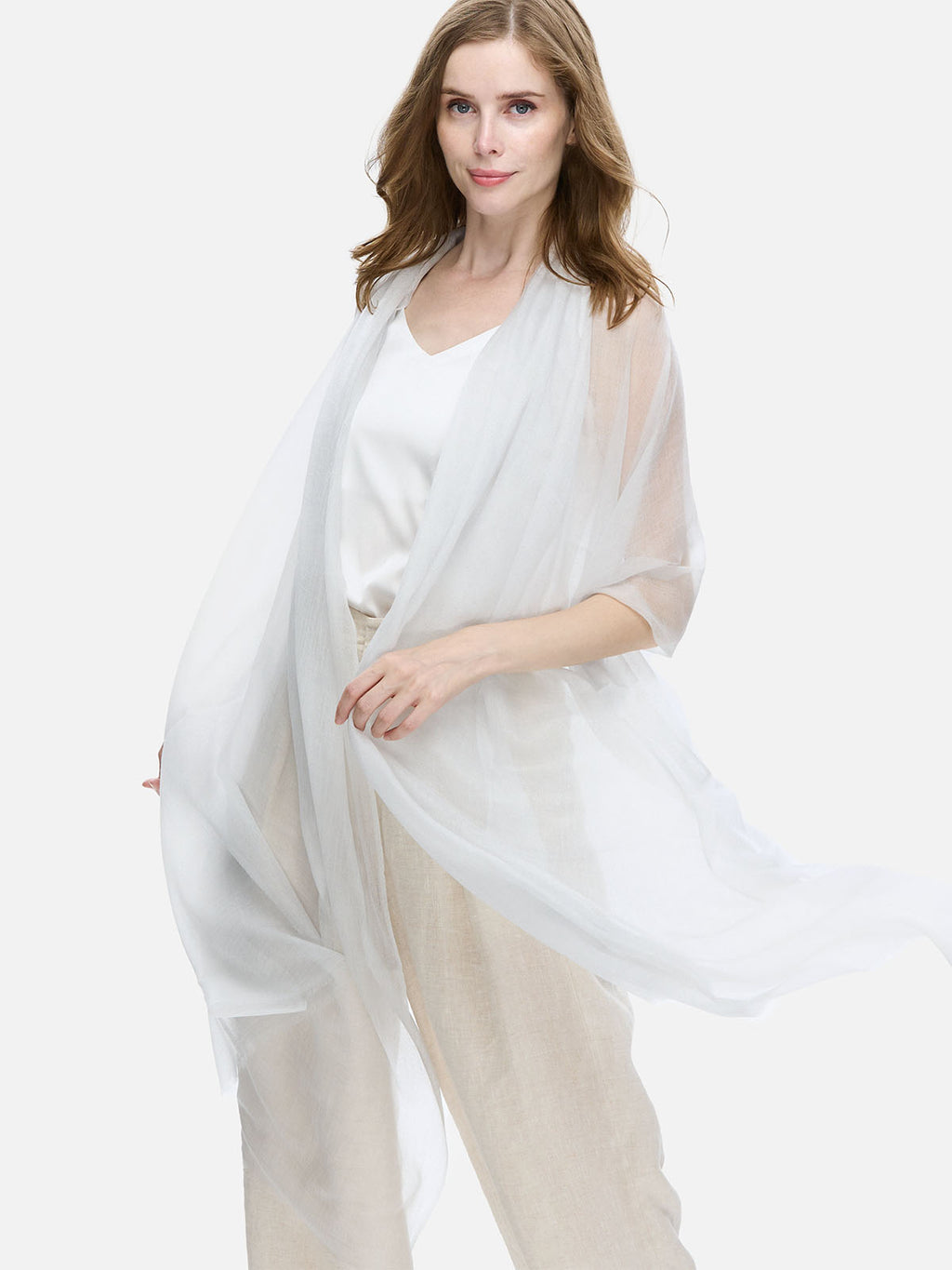 Featherlight Silver Cashmere Scarf