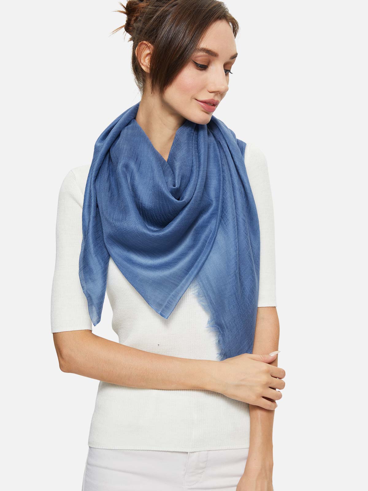 Featherlight Dark Blue Cashmere Scarf