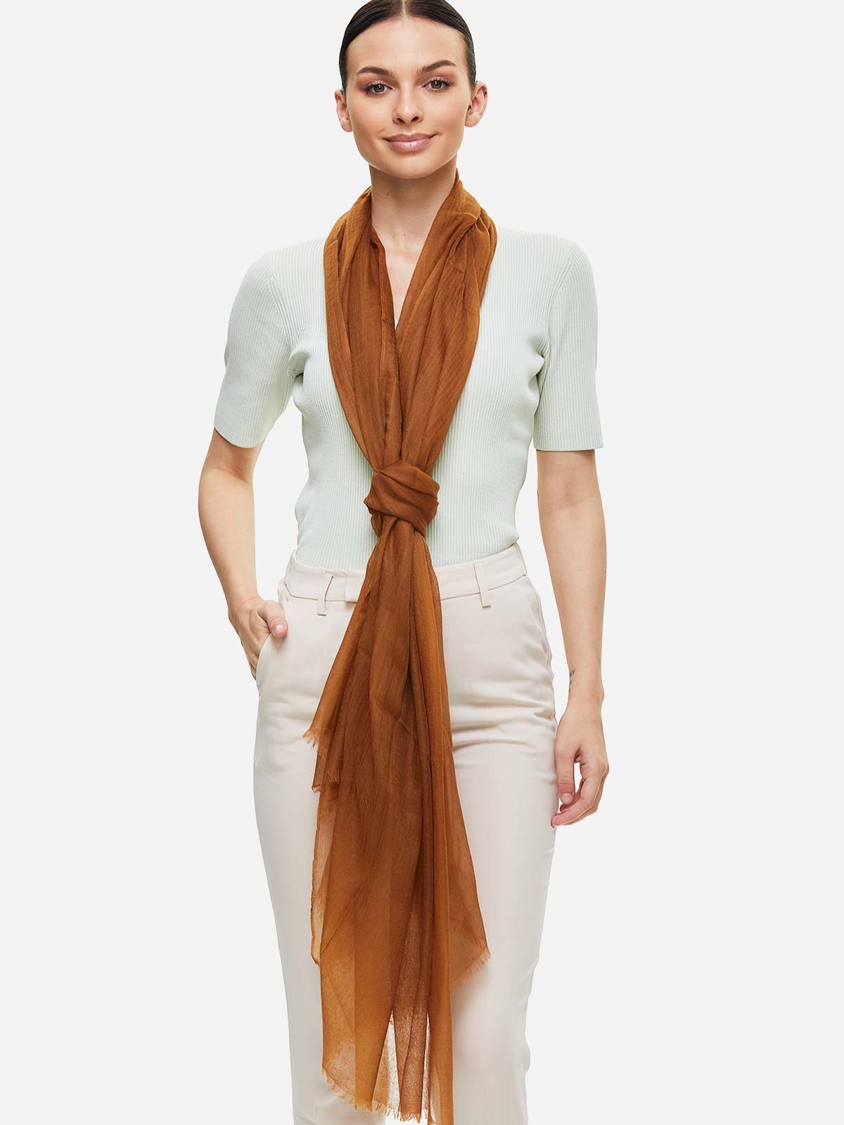 Featherlight Chocolate Cashmere Scarf
