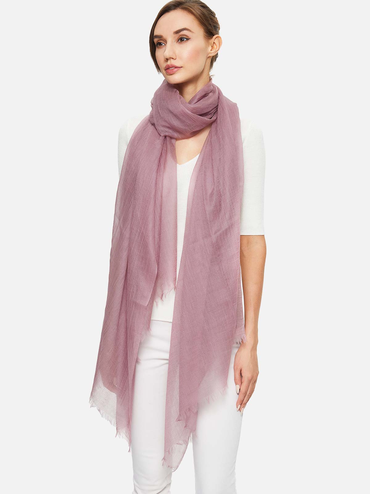 Featherlight Violet Cashmere Scarf