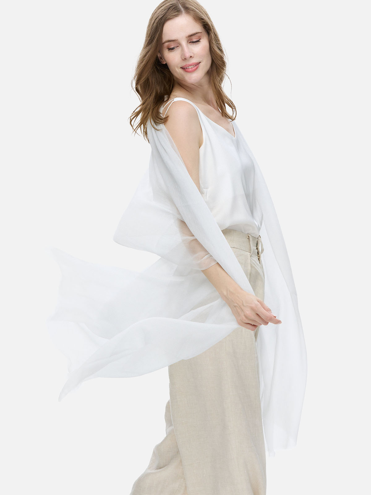 Featherlight Silver Cashmere Scarf