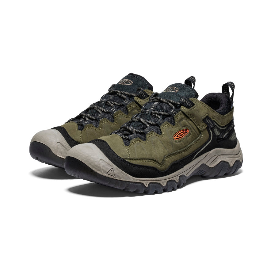 Keen Men's Targhee IV Waterproof HIking Shoe in Dark Olive Gold Flame