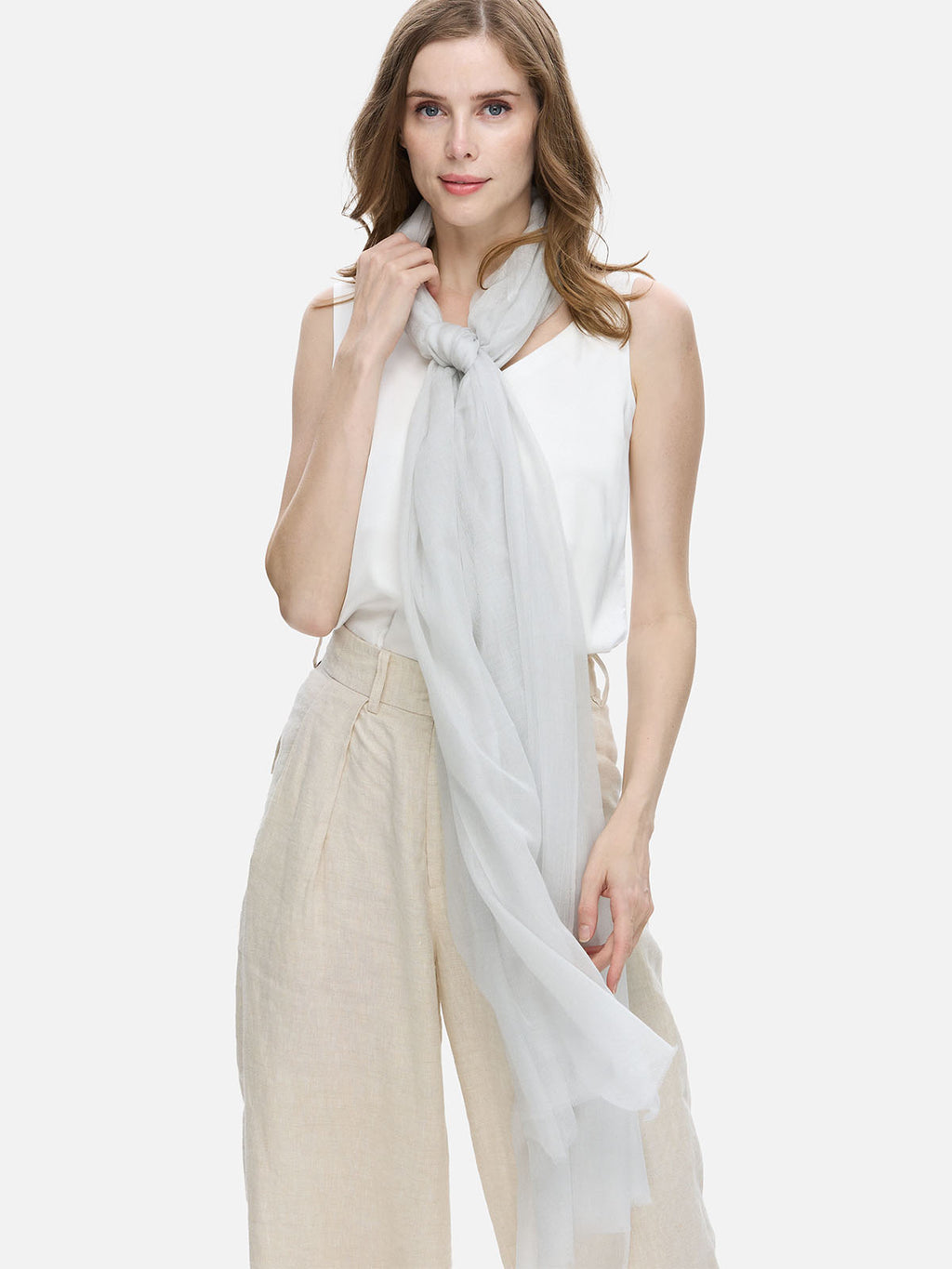 Featherlight Silver Cashmere Scarf