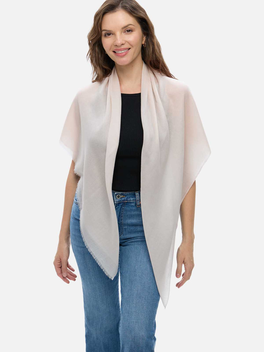 Square - Featherlight Solid Cashmere Scarf - Ivory