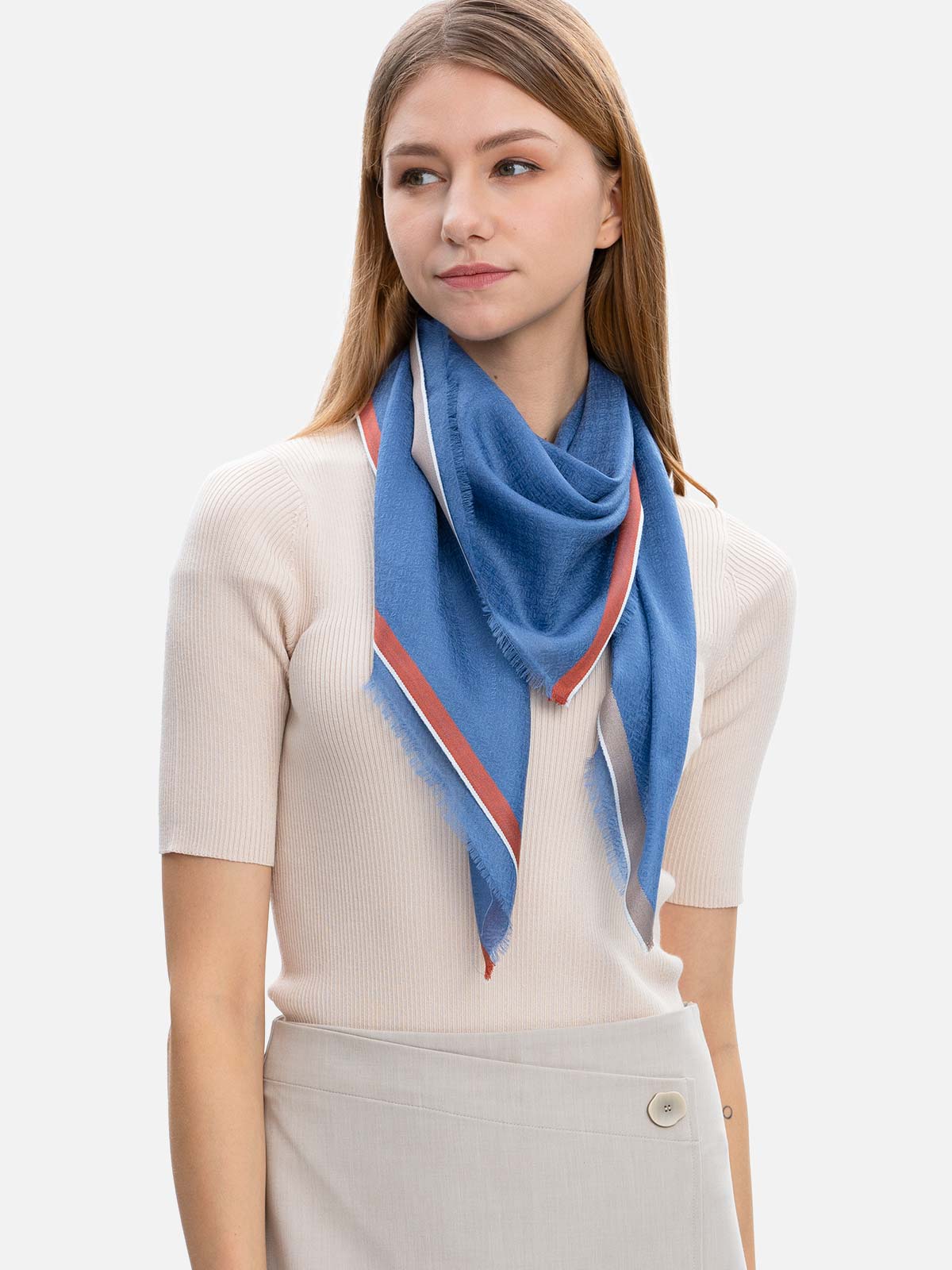 Square - Featherlight Blue Cashmere Scarf