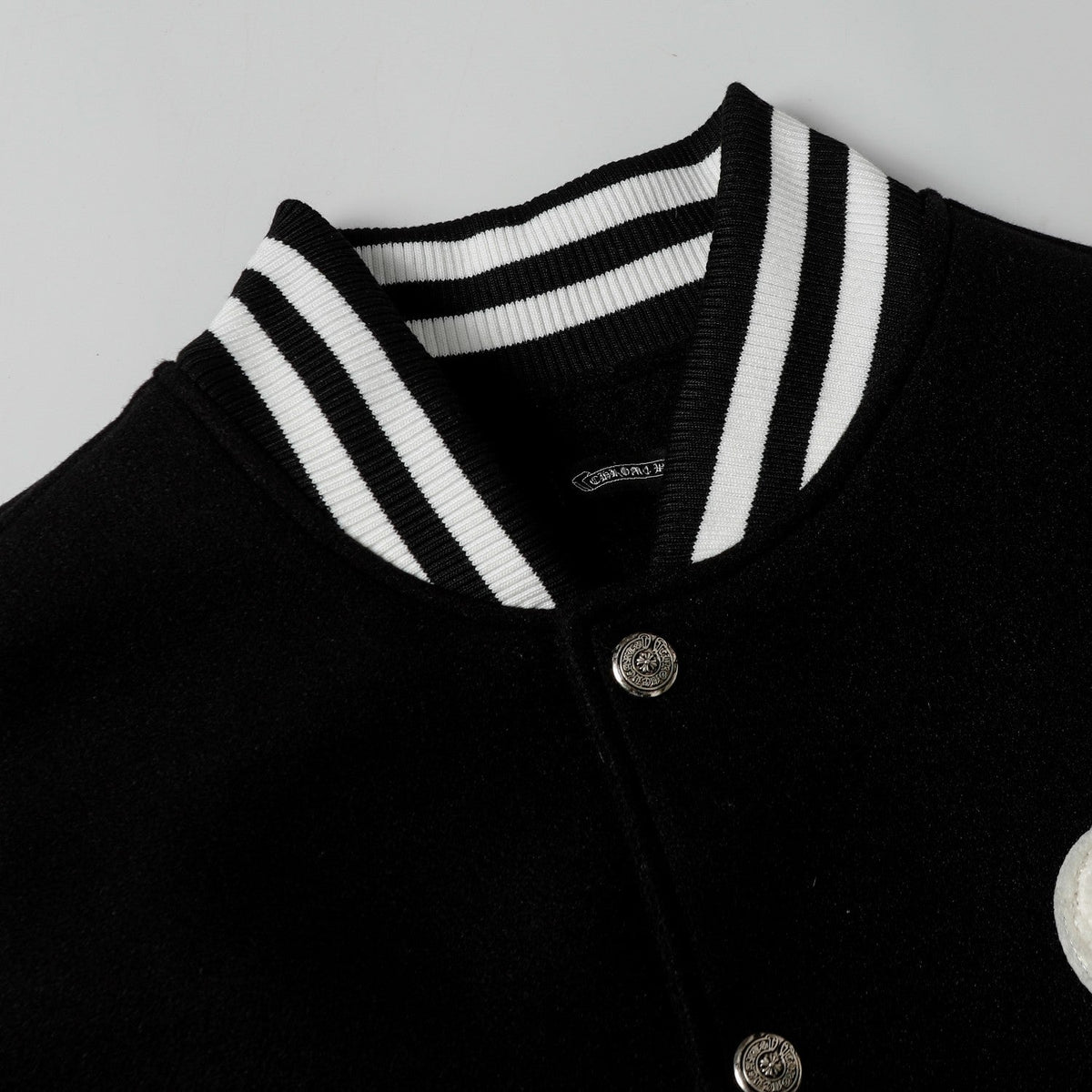 Chrome Hearts Varsity Jacket - Black White Gothic Baseball Coat 2206