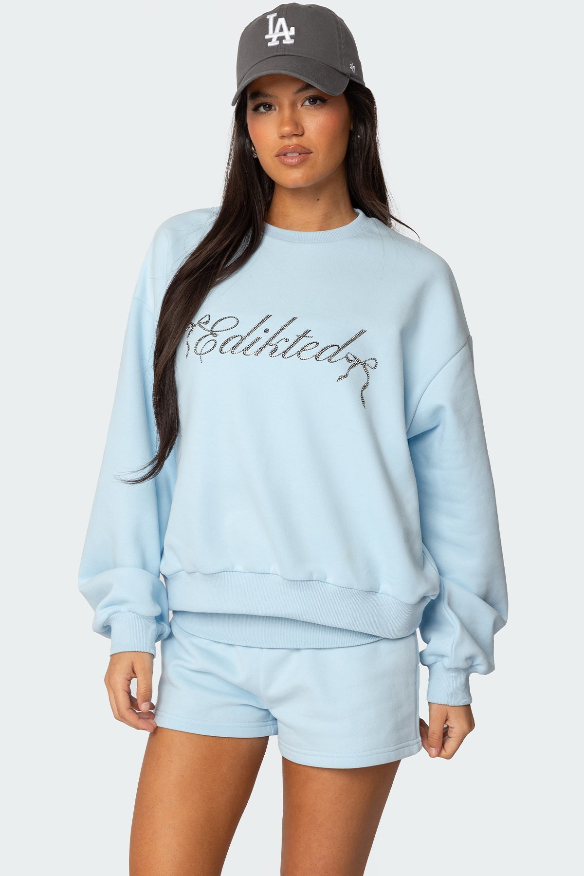 Super Edikted Rhinestone Oversized Sweatshirt