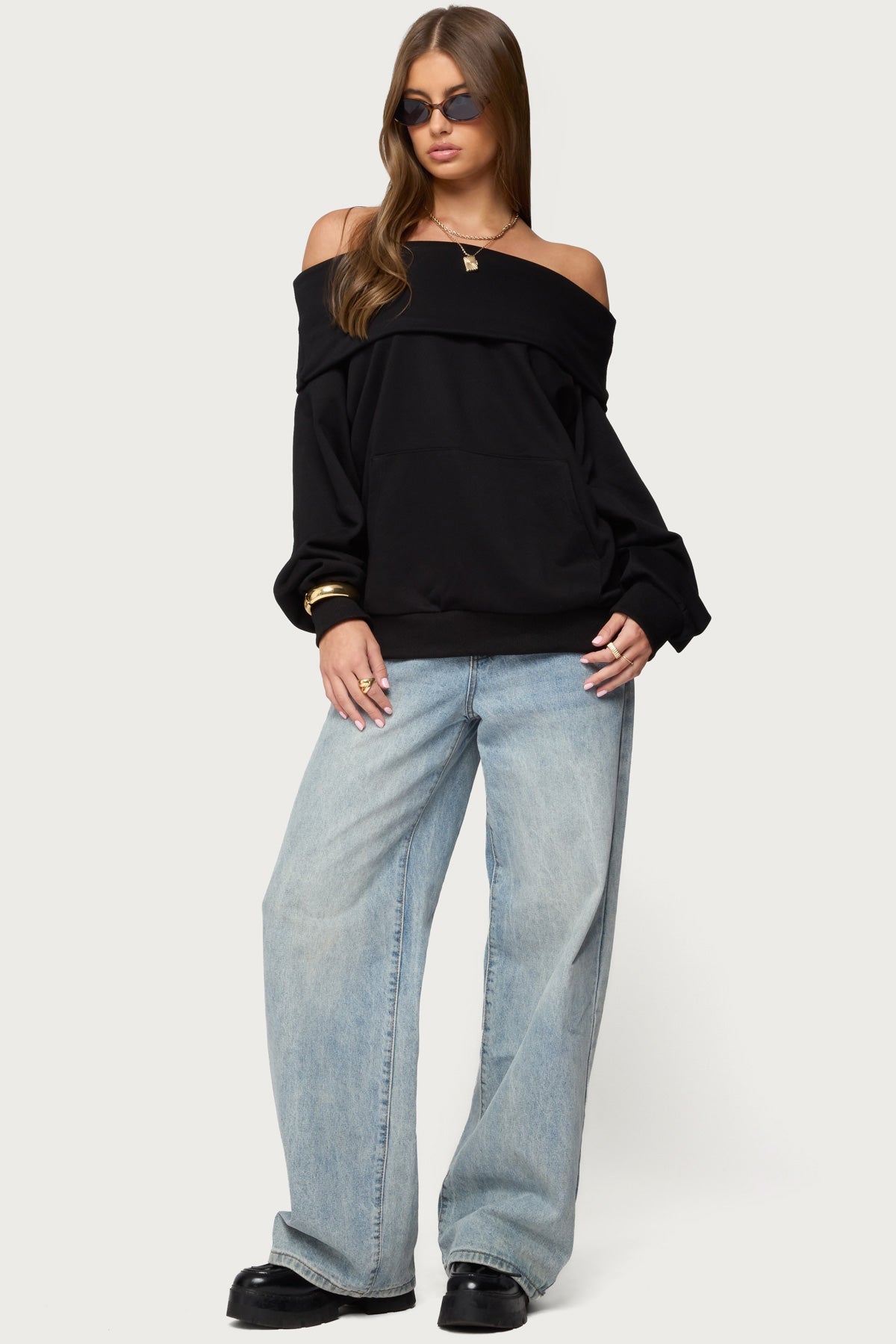 Ashlee Oversized Foldover Sweatshirt