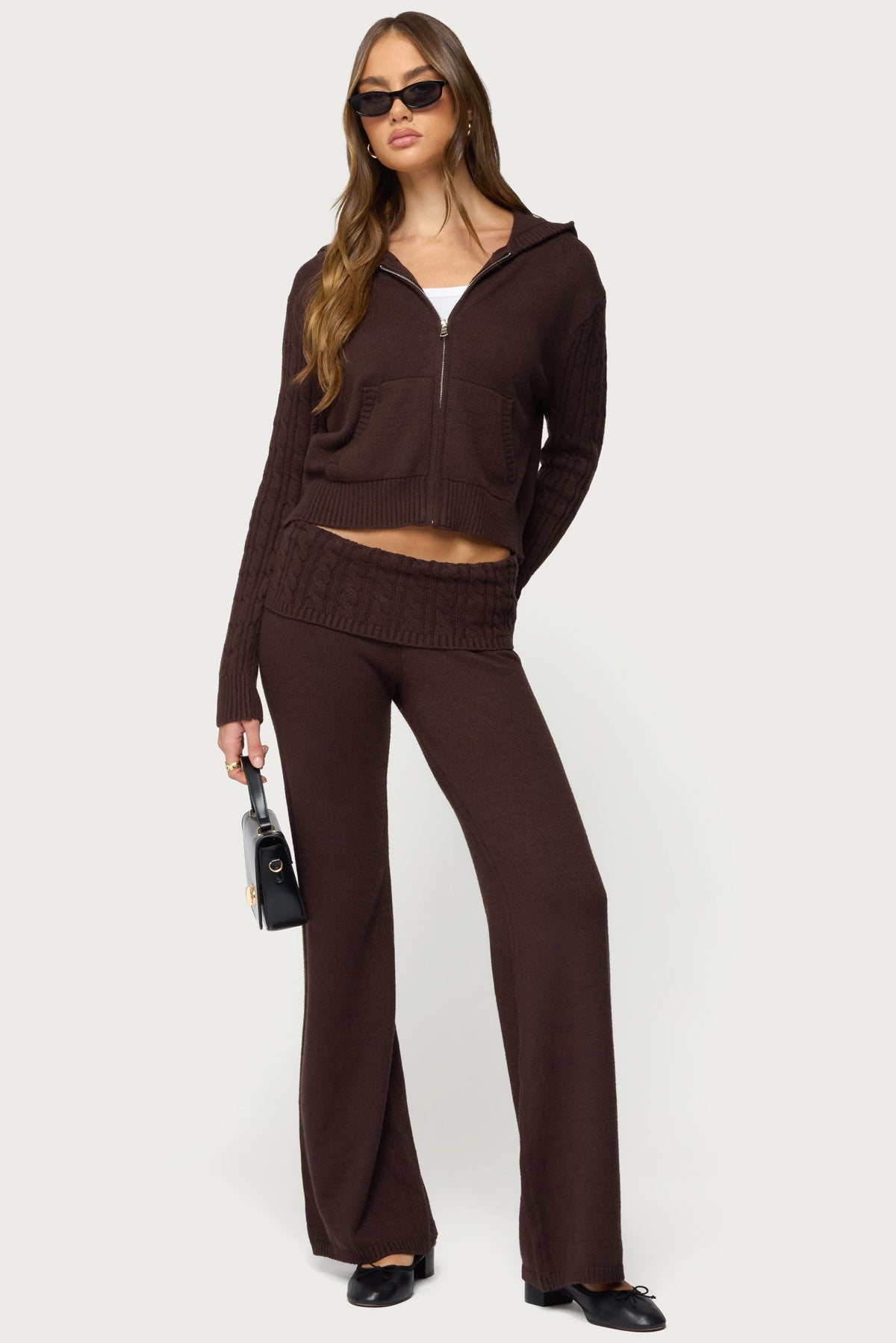 Lula Cable Knit Zip Up Hoodie