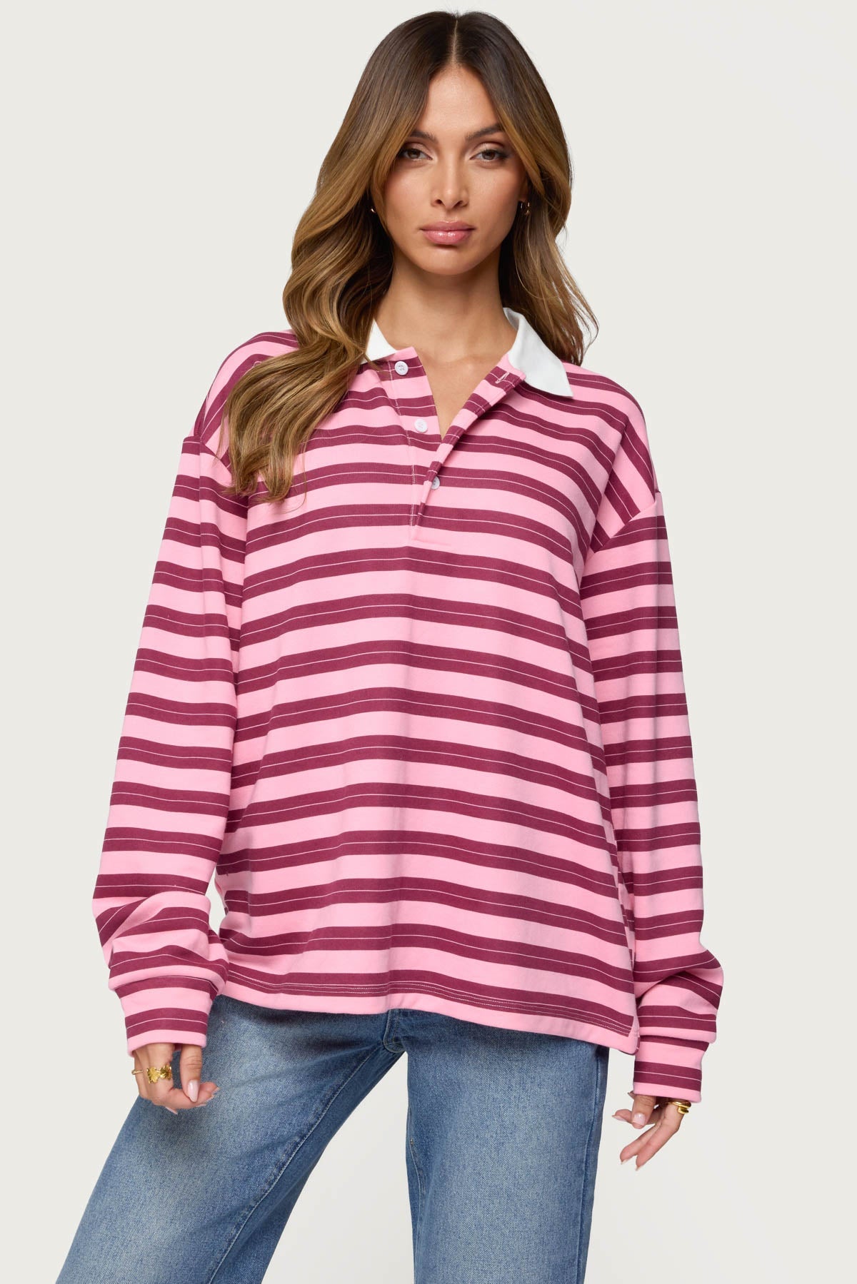 Maureen Striped Polo Sweatshirt
