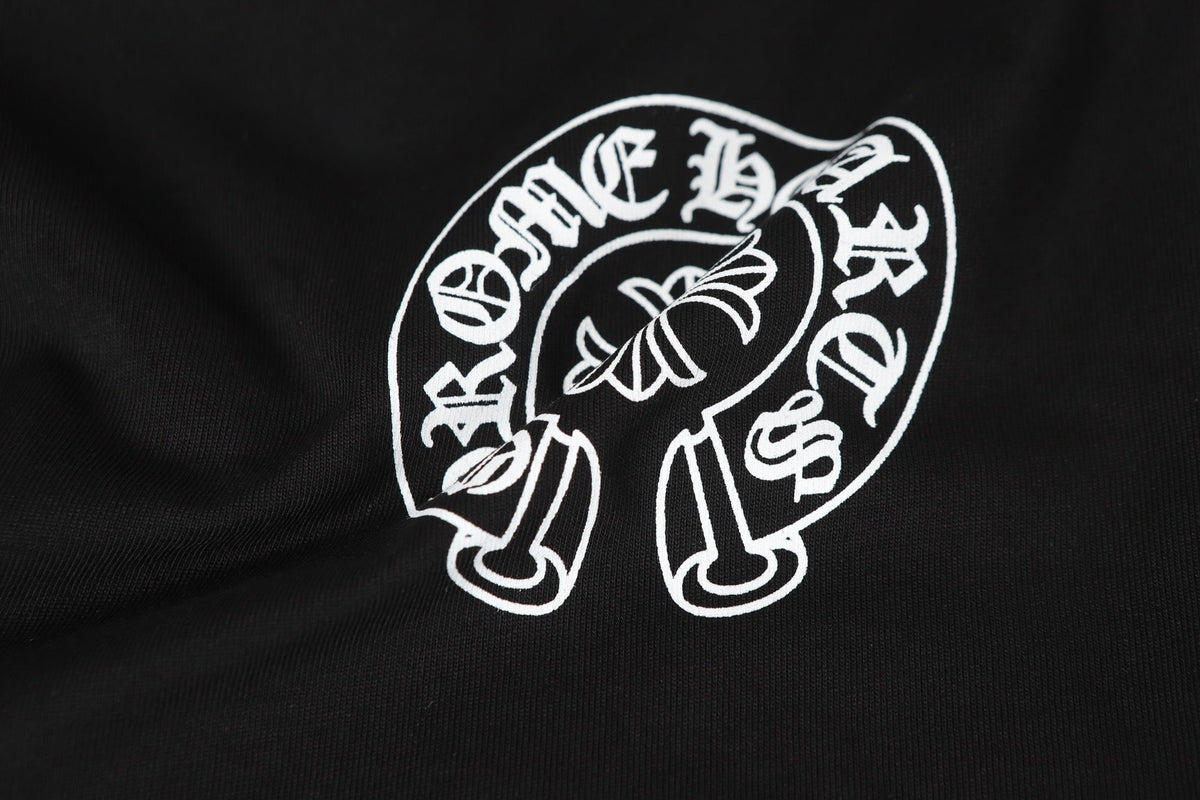 Chrome Hearts Logo Flag Long Sleeve Tee - Black White Gothic Street T-Shirt K2126