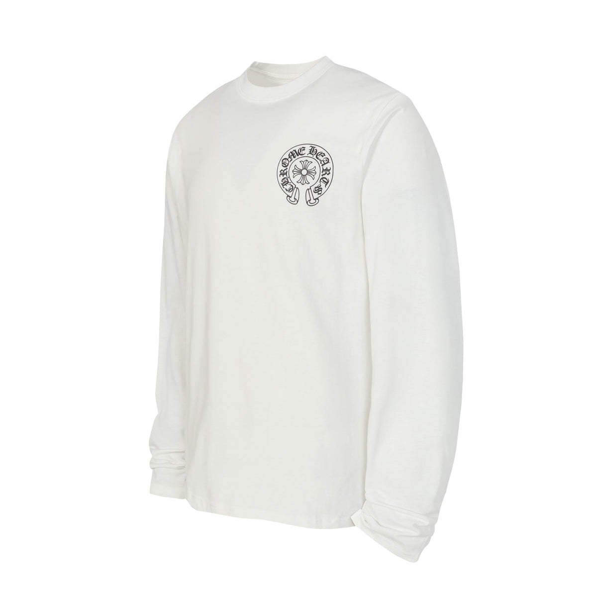 Chrome Hearts Logo Flag Long Sleeve Tee - Black White Gothic Street T-Shirt K2126