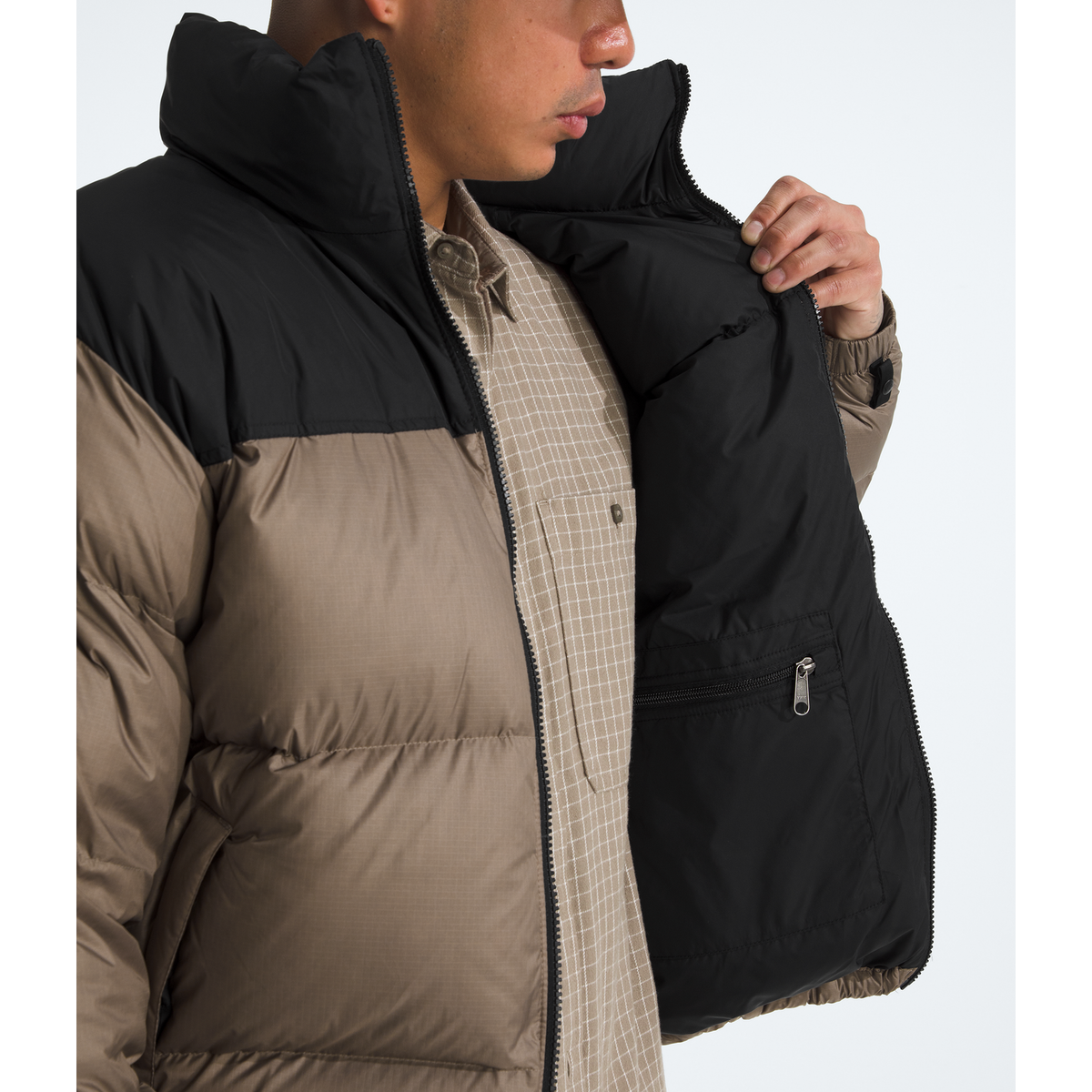 The North Face Men's 1996 Retro Nuptse Jacket in Mocha Brown/TNF Black