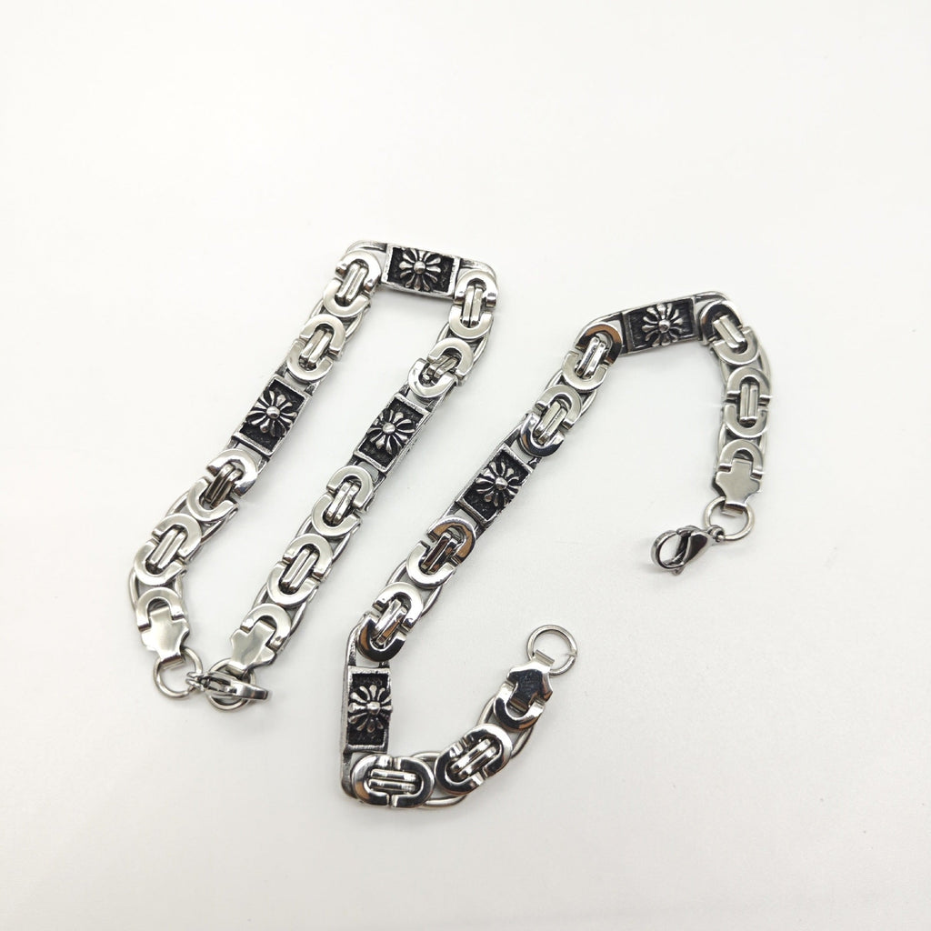 Chrome Hearts stainless steel flat link chain scout flower bracelet