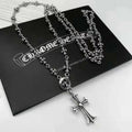 chrome hearts S925 silver cross flower Necklace