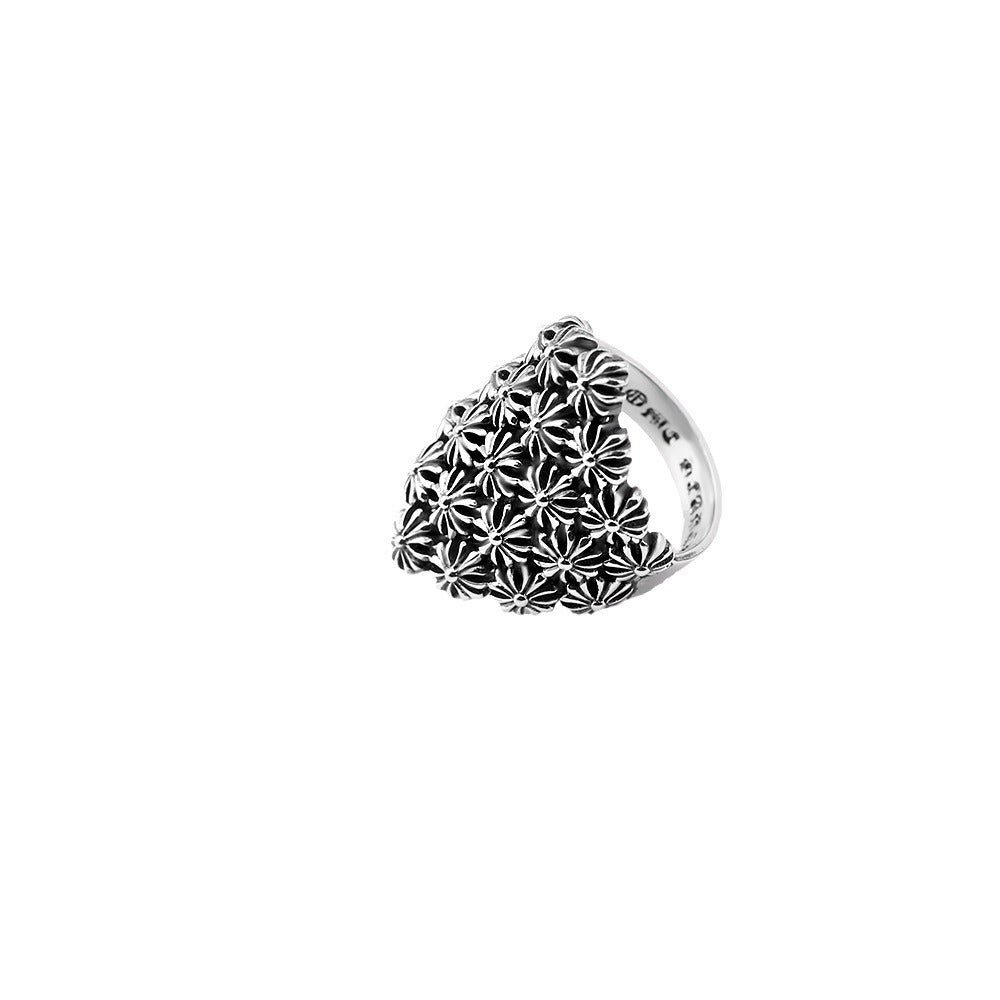 chrome hearts retro Thai silver hollow cross ring