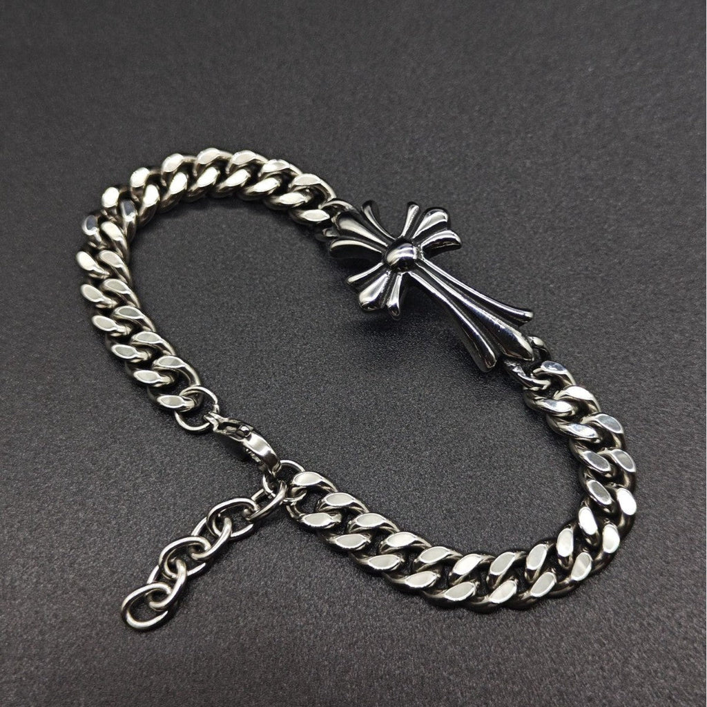 Chrome Hearts curved cross Cuban bracelet
