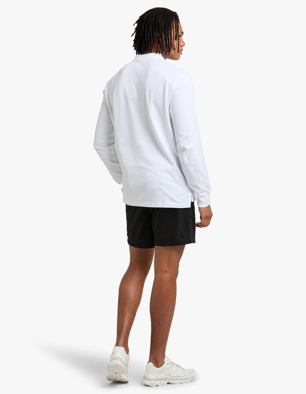 Custom Slim Fit Mesh L/S Polo Shirt - White