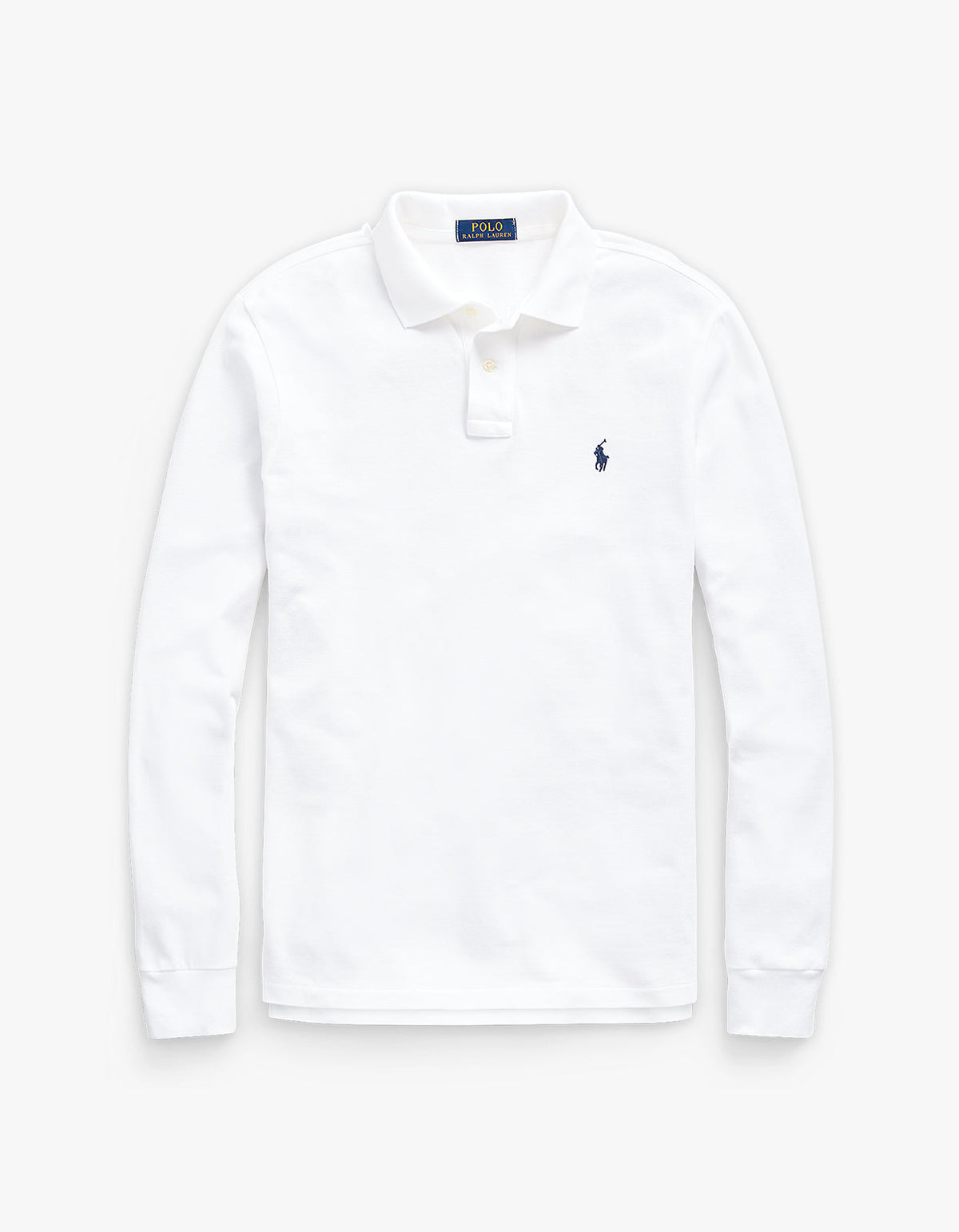 Custom Slim Fit Mesh L/S Polo Shirt - White