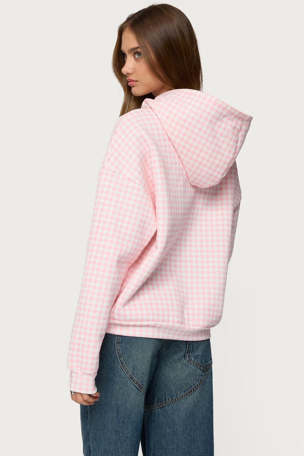 Edikted Gingham Oversized Hoodie